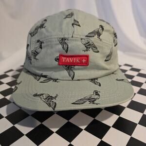 Tavik Pigeon Print 5 Panel Camp Hat Light Blue Grey Adjustable Strapback Cap